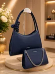 Chrisbella Elegant 2-in-1 Black Handbag Set - 2