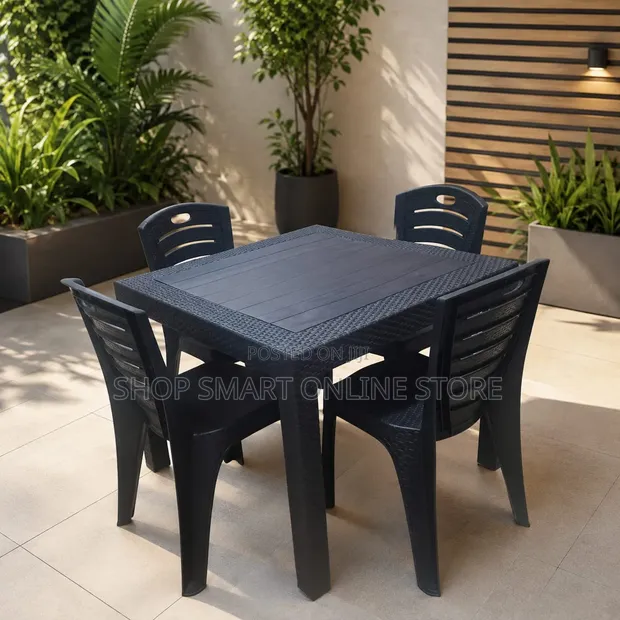 Vorgive Dining Plastic Table and Chairs Set - 1