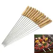 12-Piece Stainless Steel BBQ Skewers with Wooden Handle - 2