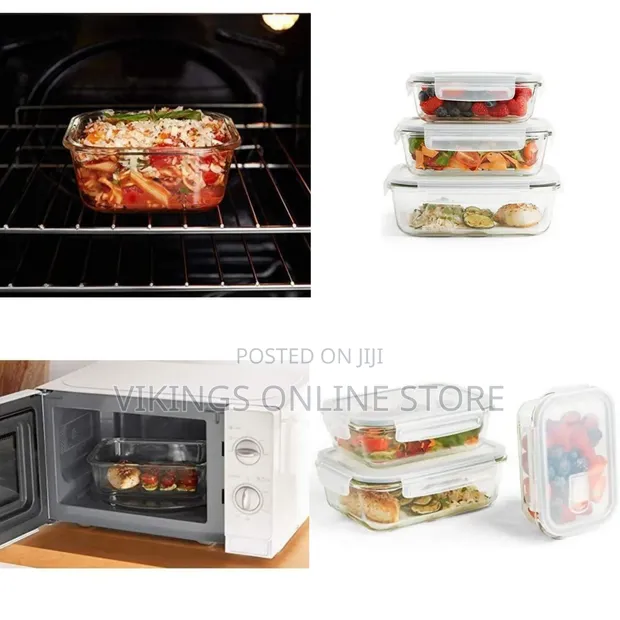 3-Piece Glass Food Storage Bowls with Lids - 1