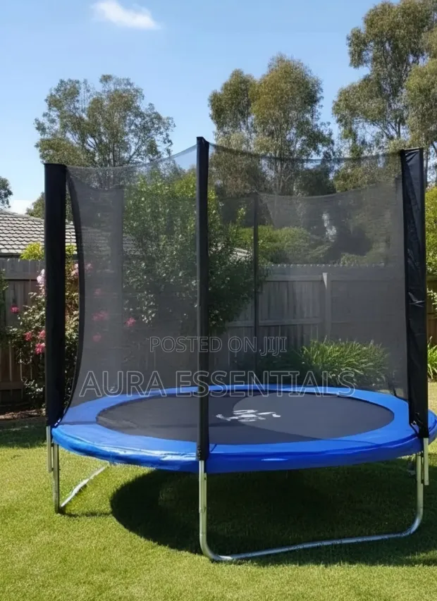 8ft Kids' Trampoline with Safety Enclosure Net - 1