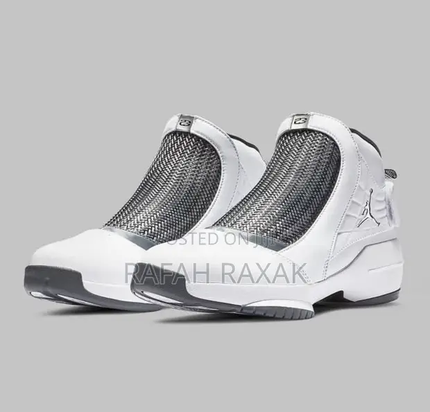 Original Grey/White Air Jordan 19 Retro OG "Flint" Sneakers - 1