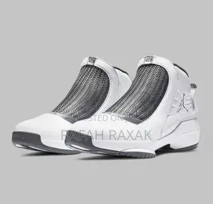 Original Grey/White Air Jordan 19 Retro OG "Flint" Sneakers