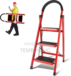 3-Step Folding Ladder with Wide Anti-Slip Pedals