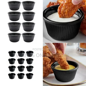 12 Black Mini Ramekins - Melamine Condiment Saucers