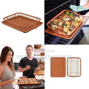 2-Piece Nonstick Air Fryer Crisp Baking Pan/Tray Mesh Basket Set