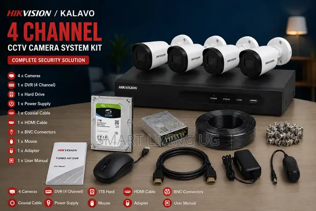 Hikvision 4CH 2MP Full CCTV Security Camera Kit with DVR & HDD - 1