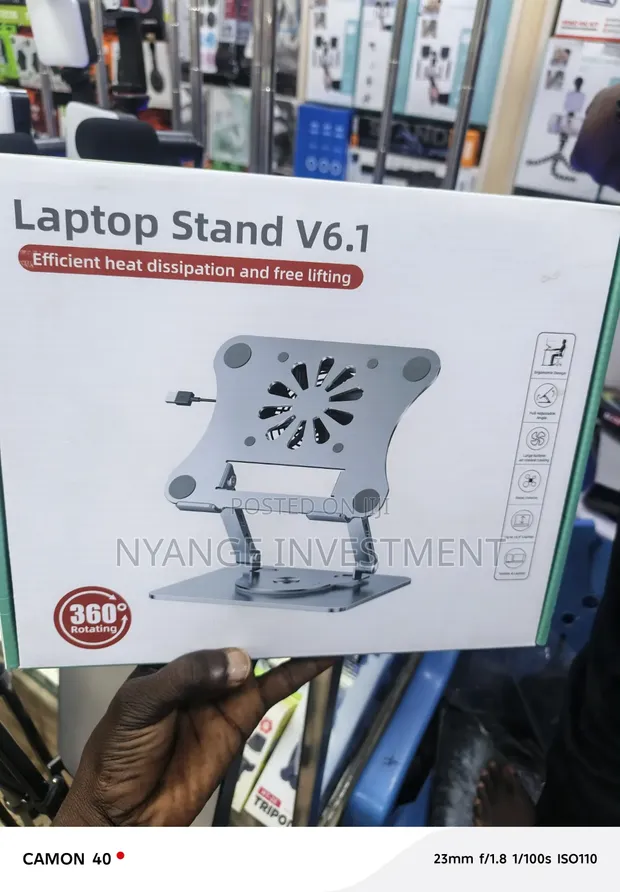 Laptop Stand V6.1 Adjustable Aluminum Desktop Riser with Cooling Fan - 1