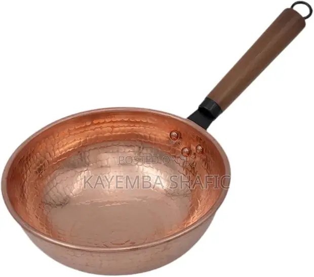 Premium Hand-Hammered Pure Copper Wok Pan with Wooden Handle - 1