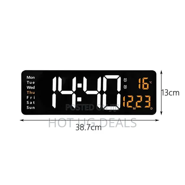 LED Digital Wall Clock with Temperature & Date Display - 1