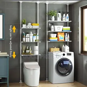 Adjustable Floor-to-Ceiling Tension Rod Bathroom Storage Organizer