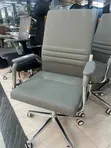 Office Leather Chair with Wheels - Grey - 1