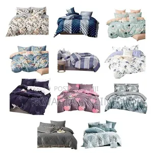 4-Piece Duvet Cover Set - Peach & Grey Geometric