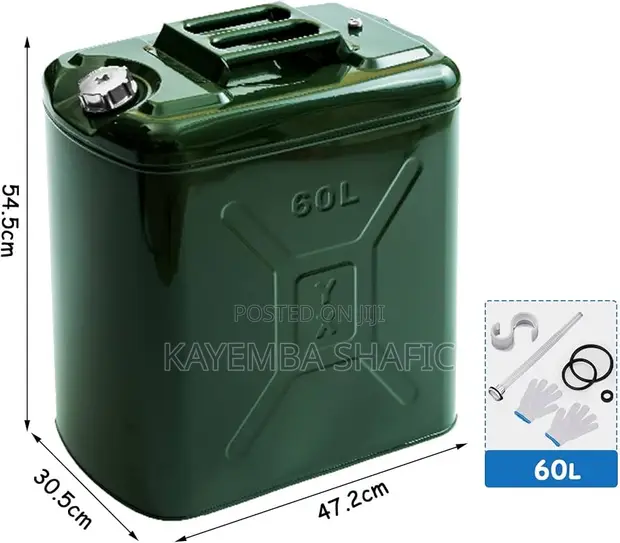 Heavy Duty 60L Metal Fuel Jerry Can - Steel Storage - 1