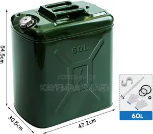 Heavy Duty 60L Metal Fuel Jerry Can - Steel Storage