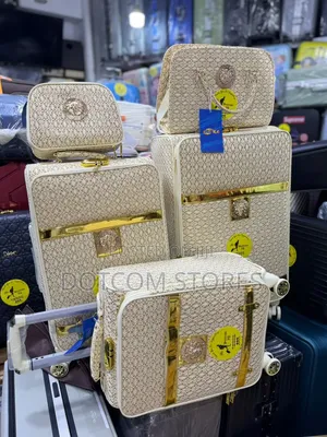 Adrienne Vittadini Beige & Gold Monogram Luggage Set