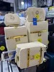 Adrienne Vittadini Beige & Gold Monogram Luggage Set - 1