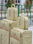 Adrienne Vittadini Beige & Gold Monogram Luggage Set - 2