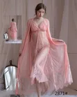 Women's Long Night Dress with Gown - 1