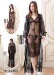 Women's Long Night Dress with Gown - 2