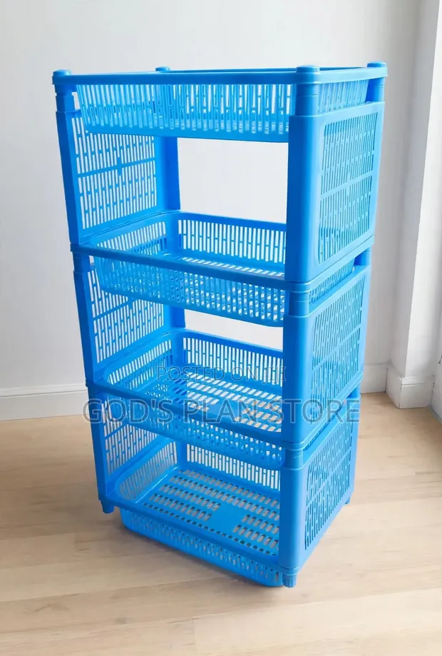 Ventilated 4-Tier Plastic Storage Unit - 1