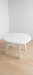 6-Seater Round Plastic Dining Table - White - 1