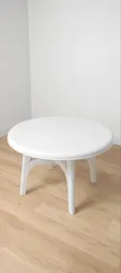 6-Seater Round Plastic Dining Table - White - 2