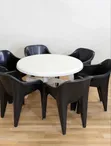 7-Piece 6-Seater Plastic Round Dining Table and Chairs - 1