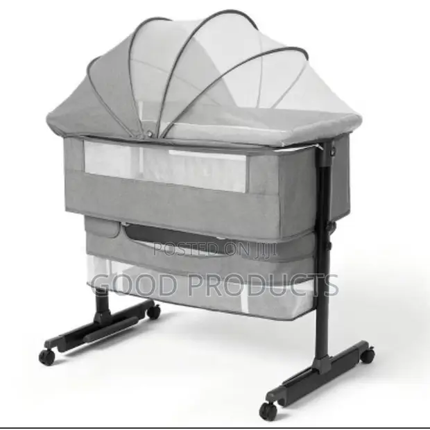 Baby Bassinet Bedside Sleeper with Storage - Grey - 1