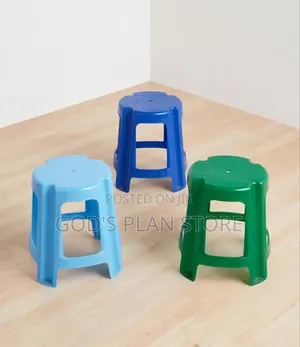 Brand New Round Blue Plastic Stool
