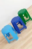 Brand New Round Blue Plastic Stool - 2