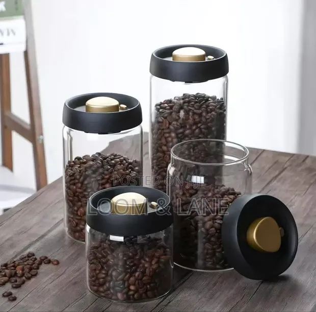 4pcs Airtight Glass Coffee Storage Canisters - 1