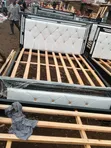 5x6 Bed Frame with White Leather - 1