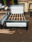 5x6 Bed Frame with White Leather - 2