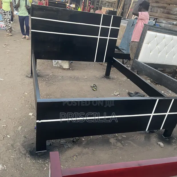 5x6 Black Wooden Bed Frame - 1