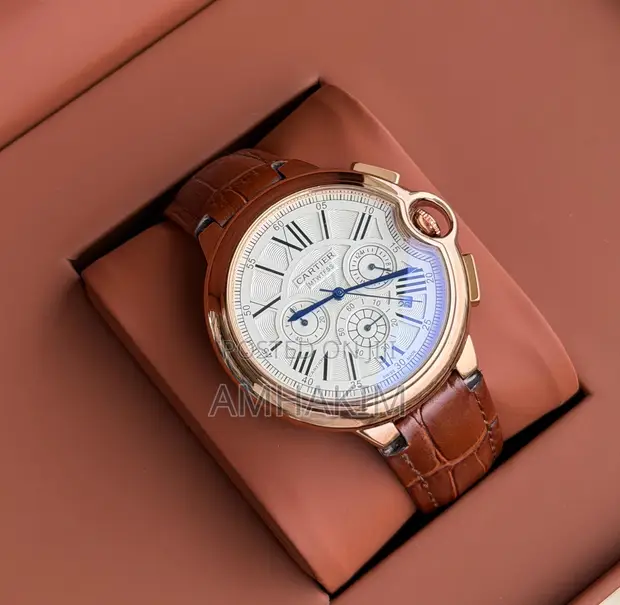 Classic Cartier Ballon Bleu Chronograph Leather Strap Watch - 1