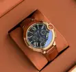 Classic Cartier Ballon Bleu Chronograph Leather Strap Watch - 3