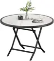 Brand New Foldable Round Glass Bistro Dining Table - White Marble - 2