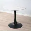 Modern Round Marble Tulip Dining Table with Black Pedestal Base - 1