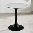 Modern Round Marble Tulip Dining Table with Black Pedestal Base - 2