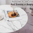 Modern Round Marble Tulip Dining Table with Black Pedestal Base - 3