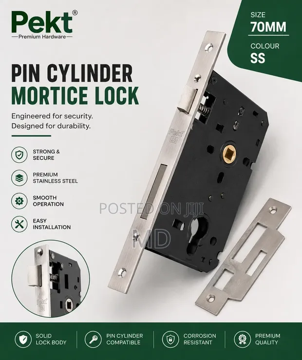 Pekt 70mm Stainless Steel Pin Cylinder Mortice Lock - 1