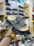Dark Suede Slide Sandals - 1