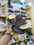 Dark Suede Slide Sandals - 3