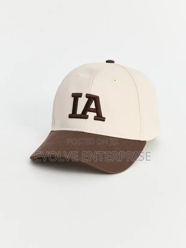 LA Embroidered Baseball Cap - Brown - 1