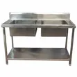 Commercial Double Bowl Sink on Stand - 2