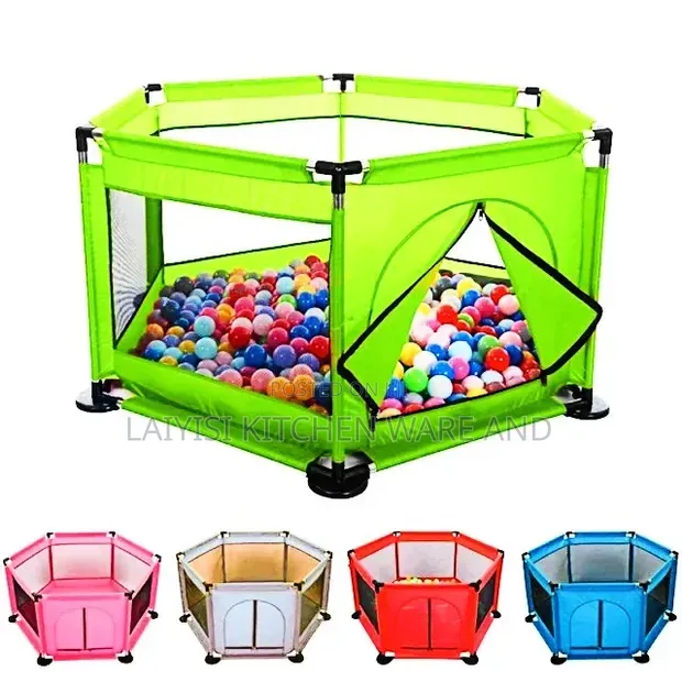 Hexagon Shaped Kids Playpen with Balls - 1