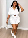 2pc Ladies' Crop Top & Cargo Shorts Set - 1