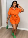 2pc Ladies' Crop Top & Cargo Shorts Set - 2