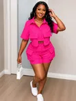 2pc Ladies' Crop Top & Cargo Shorts Set - 3